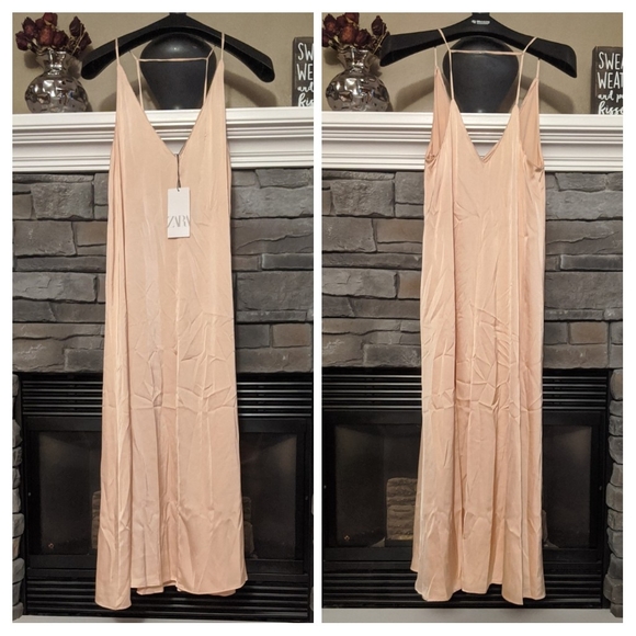 Zara Pink Maxi Dress (Silk/Satin Like Material)